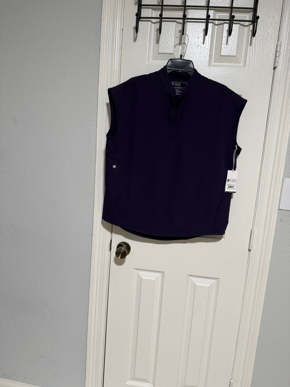 Figs Sleeveless Mock Neck Tank Top in Deep Purple